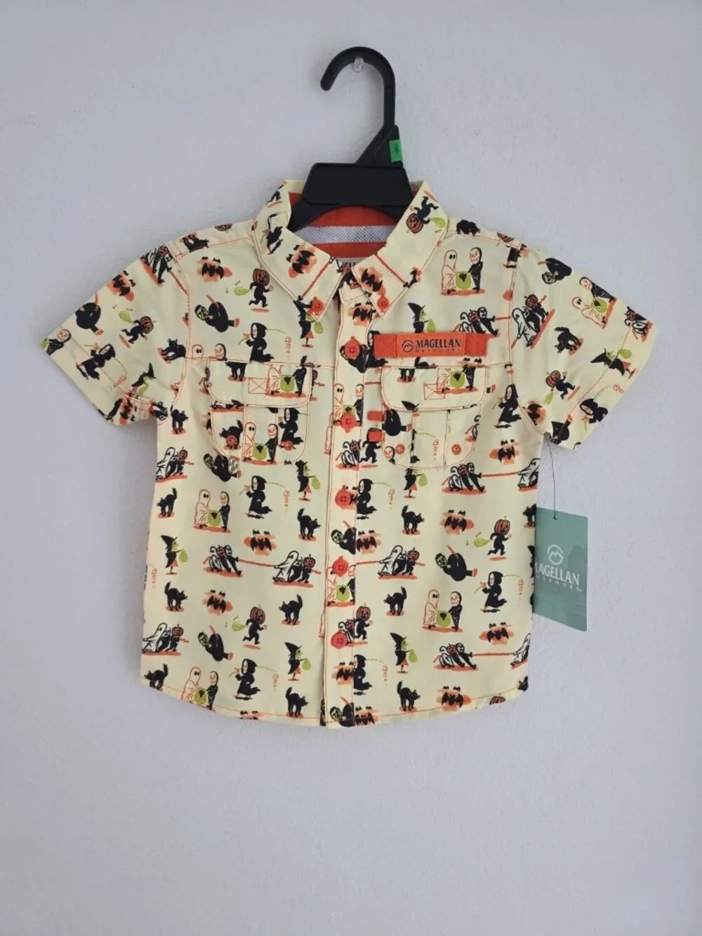 Magellan Boys 2T Halloween Shirt Fishing Button Up Short Sleeve NWT - Picture 9 of 11